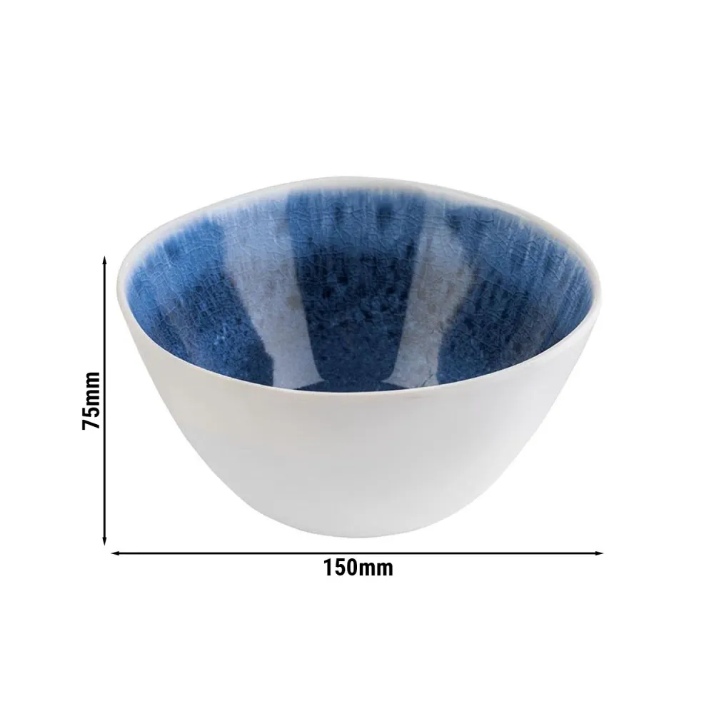 (6 бр.) Купа - BLUE OCEAN - Меламин - 600ml - правоъгълна - 150x150mm - Дълбочина: 75mm - Бяло/Синьо