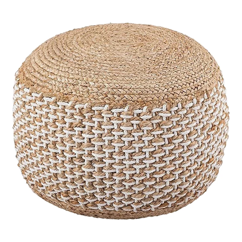 Табуретка-пуф от юта Bocca в естествен нюанс D40x45см