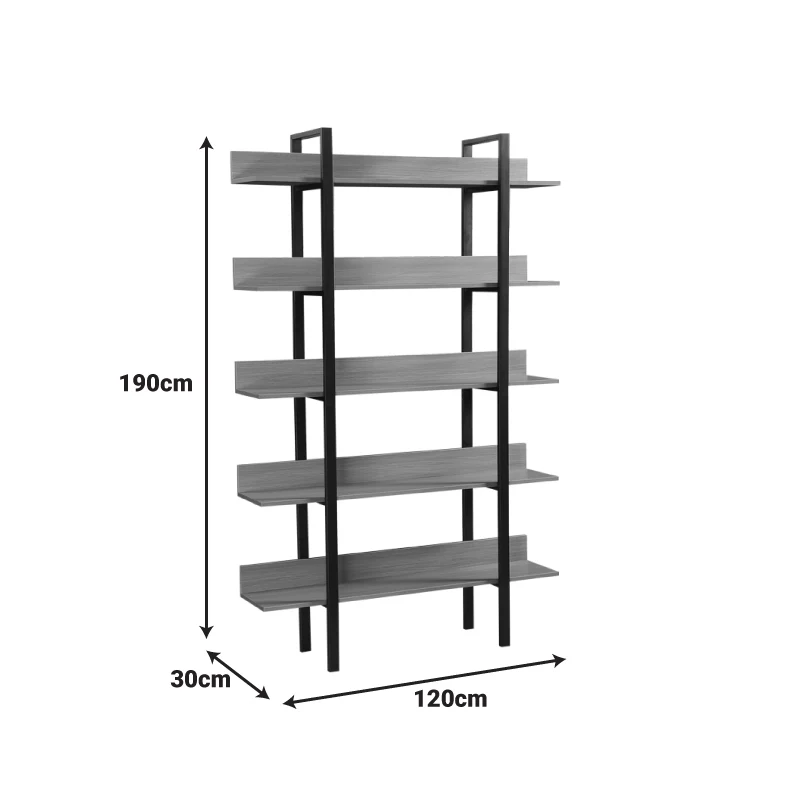 Библиотека Boderta в цвят sonoma-black 120x30x190см