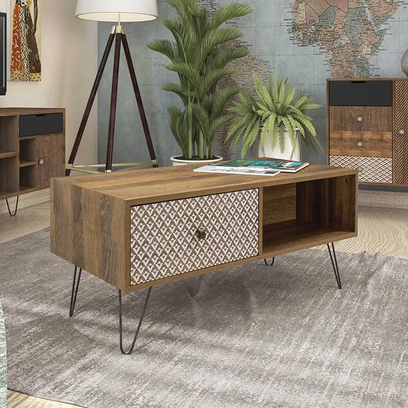 Холна маса Boho в цвят орех 100x50x46см