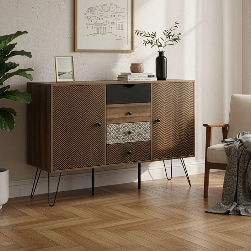 Бюфет Boho с четири чекмеджета в цвят орех 122x39,5x86см