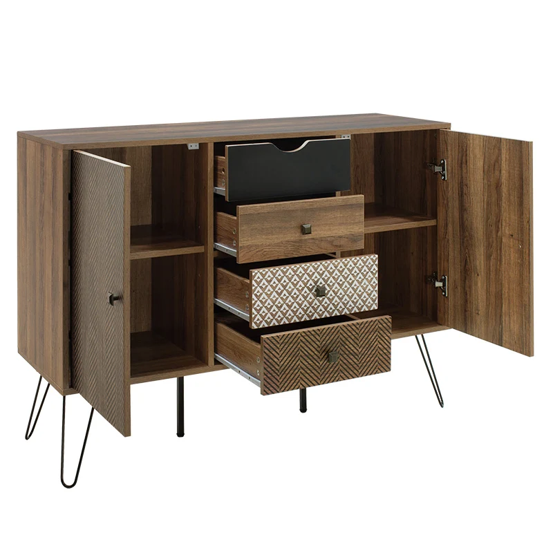 Бюфет Boho с четири чекмеджета в цвят орех 122x39,5x86см