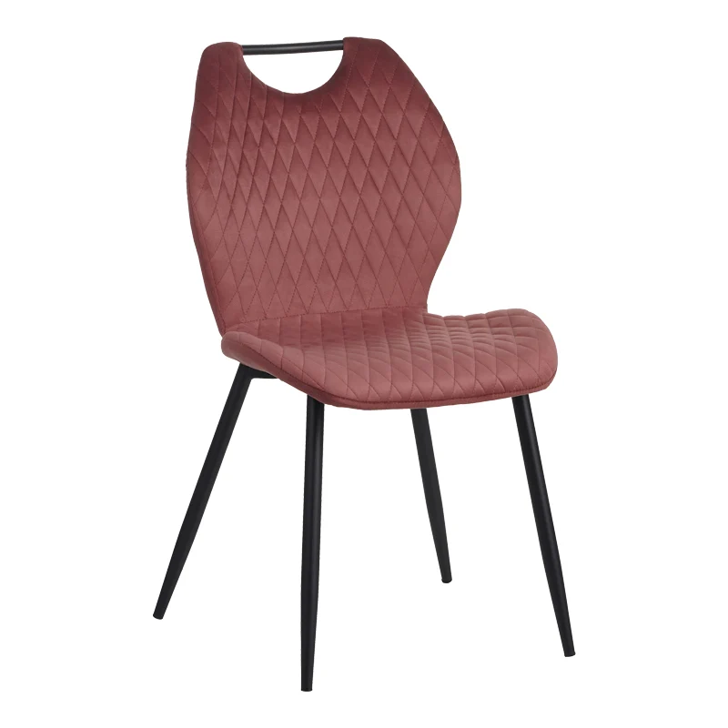 Стол BONGO кадифе в цвят гнила ябълка с черни метални крака 56.5x47x84cm
