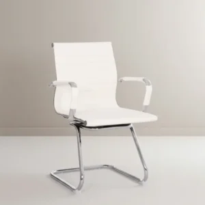 Посетителски стол BOSS с подлакътници /бял PU 54x56x87см.