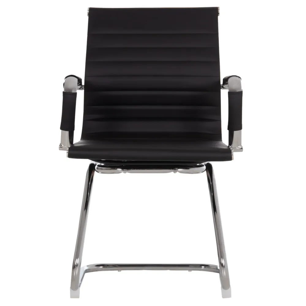 Посетителски стол BOSS с подлакътник черен PU 54x56x87см.