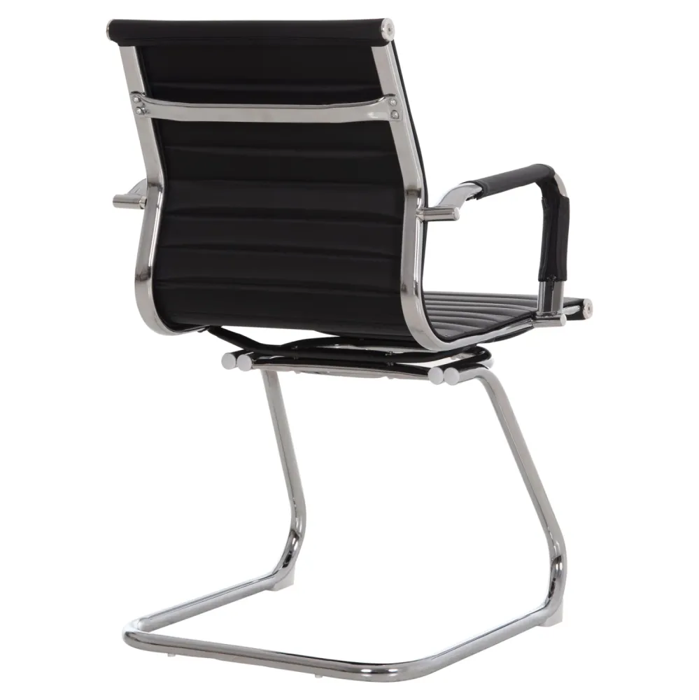Посетителски стол BOSS с подлакътник черен PU 54x56x87см.