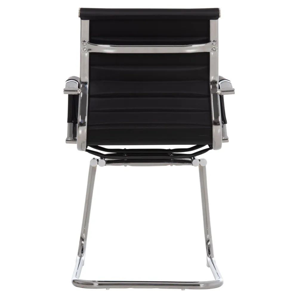 Посетителски стол BOSS с подлакътник черен PU 54x56x87см.