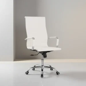 Офис стол Boss бял pu хромиран крака 54x57x110см