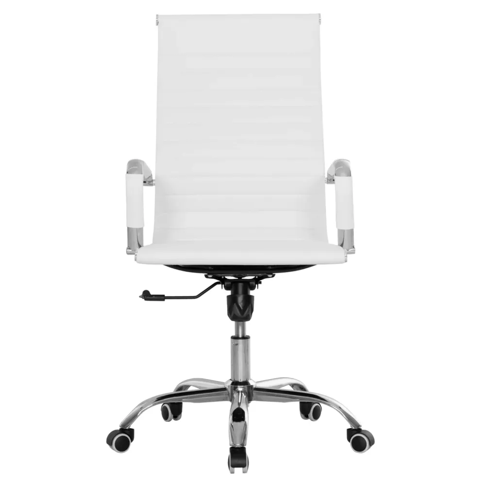 Офис стол Boss бял pu хромиран крака 54x57x110см