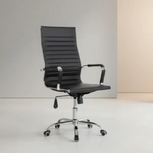 Офис стол BOSS черен PU хромиран крак 54x57x110см.