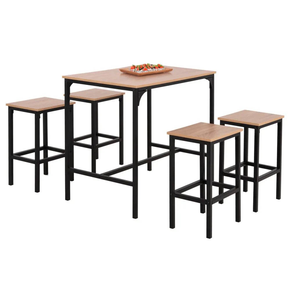 Бар комплект BOXY 5 части маса 100x60x86 цвят сонама-черен