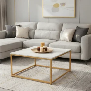Холна маса BRAYLEN бял-златист цвят 75x75x43.5см