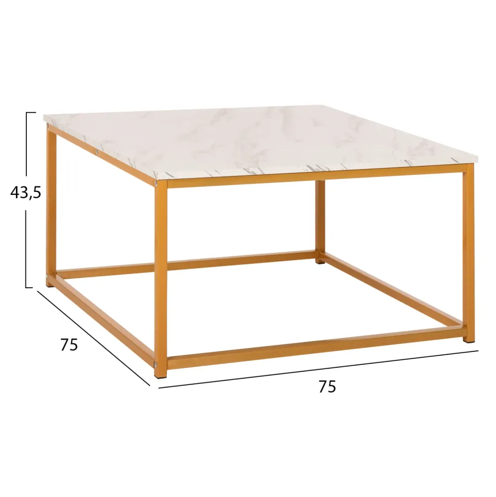 Холна маса BRAYLEN бял-златист цвят 75x75x43.5см