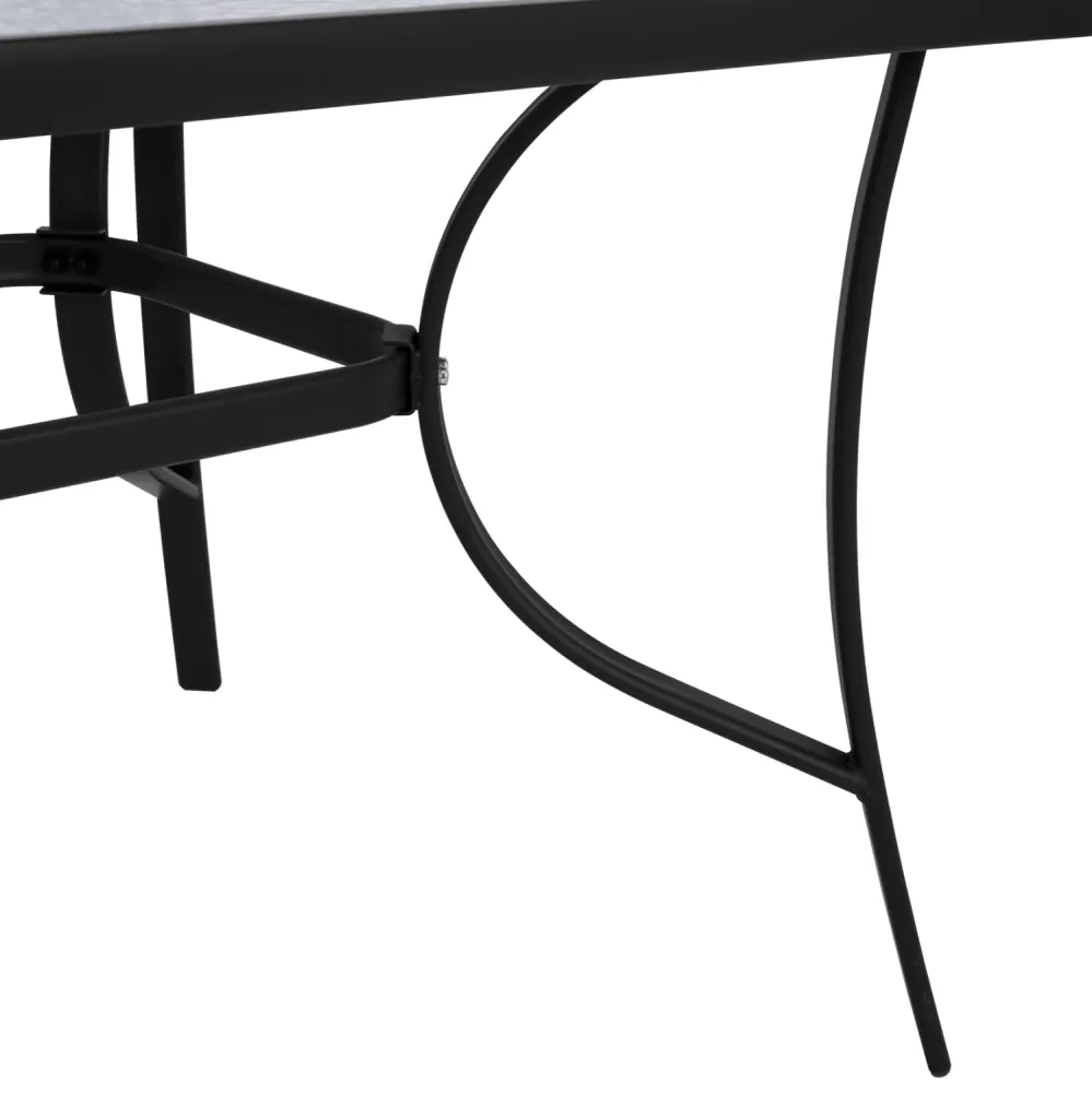 Маса Bruno 150x90x72 см, черен метал със стъклена повърхност