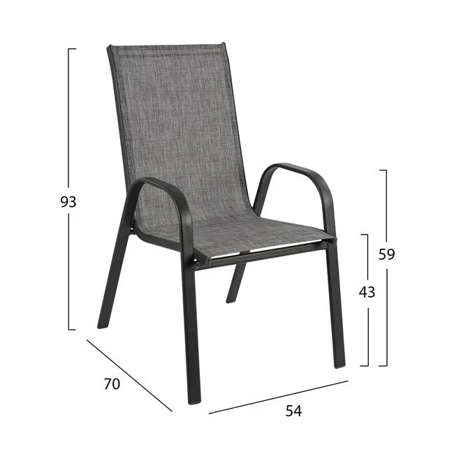 Комплект градински BRUNO-LEON 7 части КГ10557.01-сив цвят-маса 150/90см и 6 стола