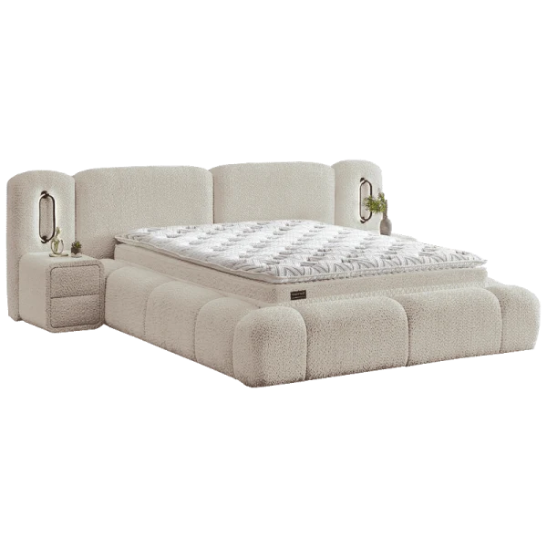 Тапицирана спалня с матрак BUMBY LUX 160 x 200 - перла SY