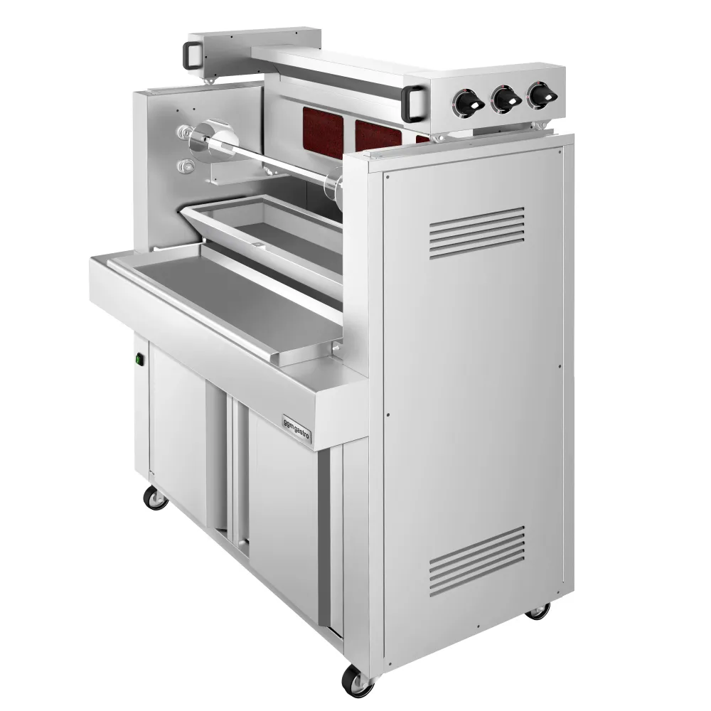 Газов Хоризонтален кебап‑грил (Cag kebab) - 9.8kW - на колела - макс. 85kg - стоящ