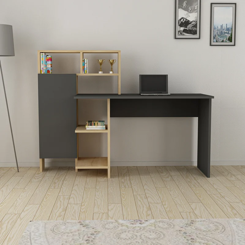 Работно бюро с рафт Calisma цвят дъб-антрацит 135x60x111см