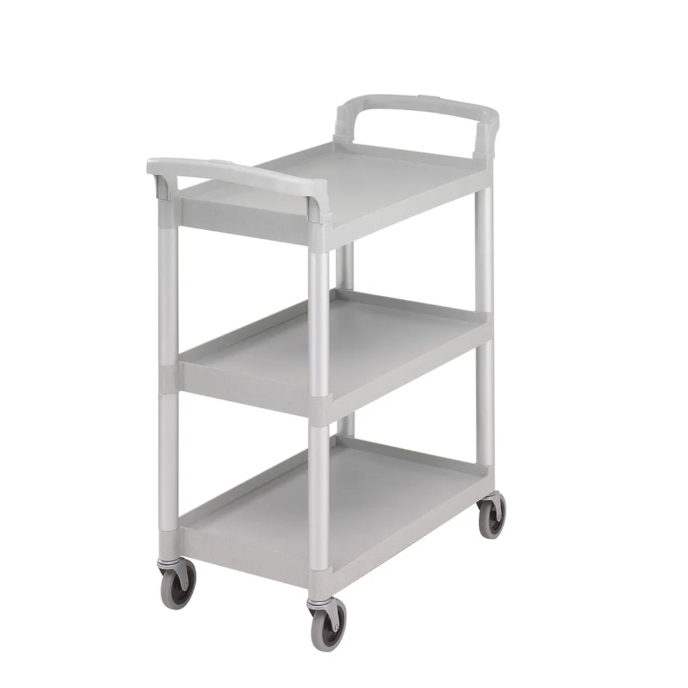 CAMBRO | Количка за сервиране от полипропилен - 965x410mm - с 3 рафта - сива на петна