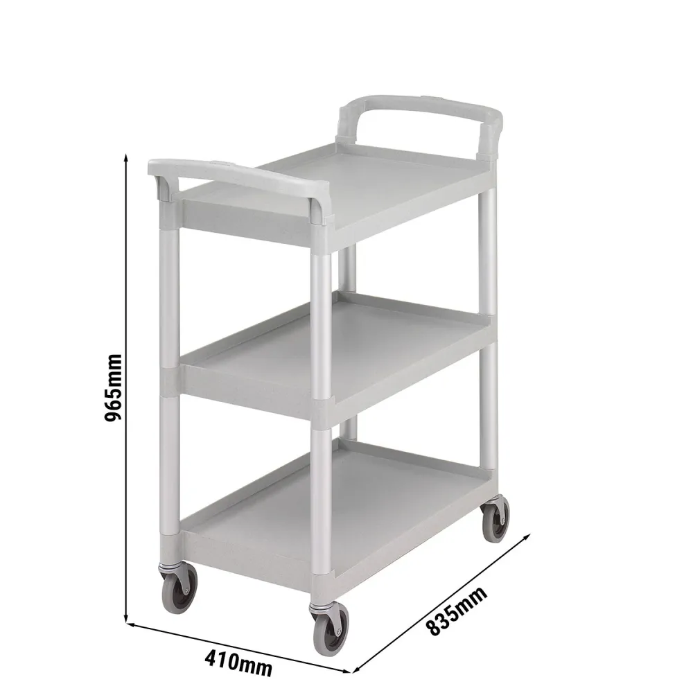CAMBRO | Количка за сервиране от полипропилен - 965x410mm - с 3 рафта - сива на петна