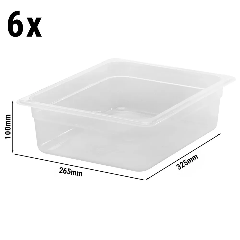 (6 броя) CAMBRO | Camwear® полипропиленови контейнери GN 1/2 - млечни - дълбочина 100 мм
