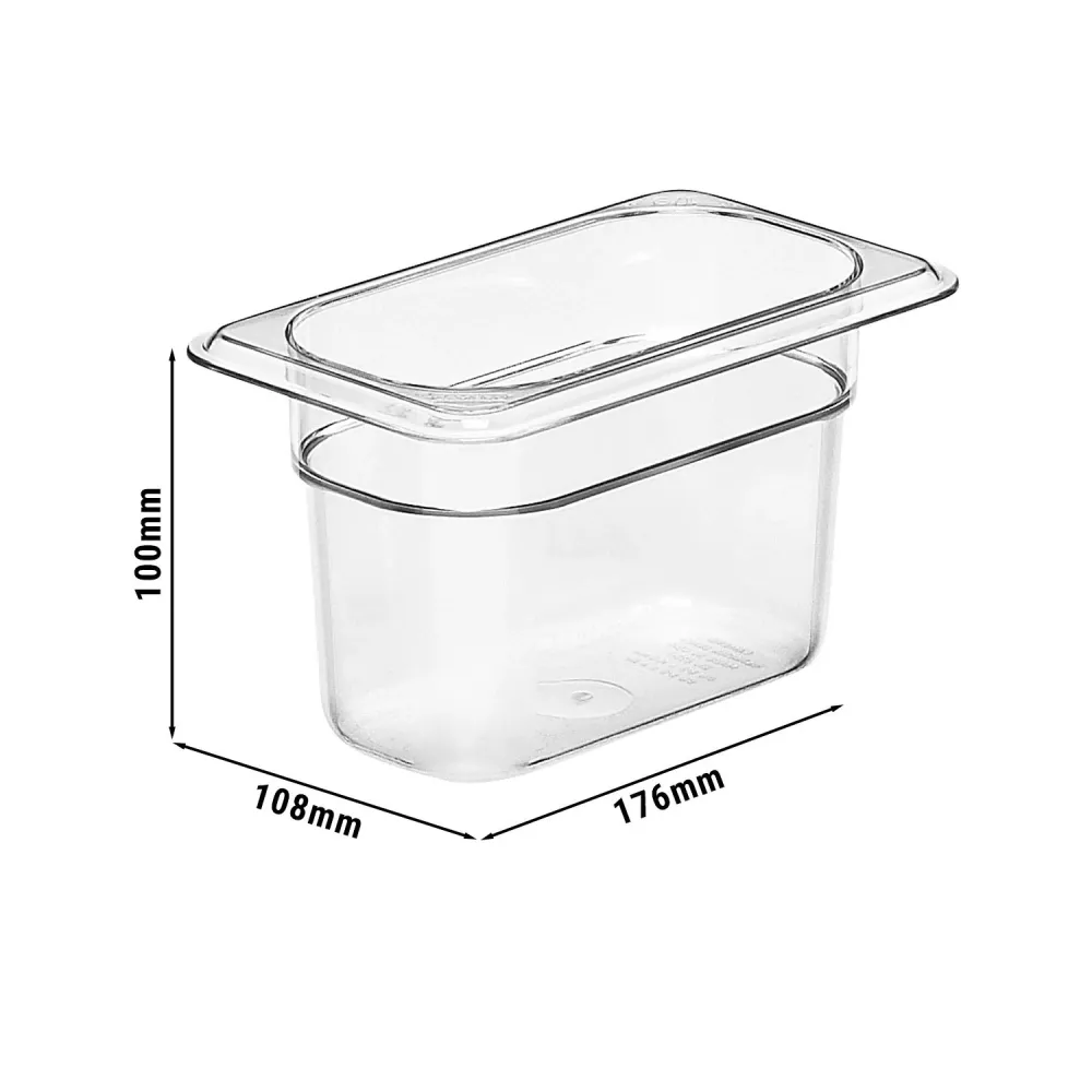 (6 броя) CAMBRO | Camwear® поликарбонатен GN контейнер 1/9 - прозрачен - дълбочина 100 мм