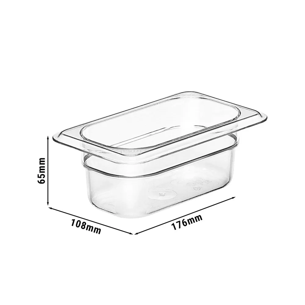 (6 броя) CAMBRO | Camwear® поликарбонатен контейнер GN 1/9 - прозрачен - дълбочина 65 мм