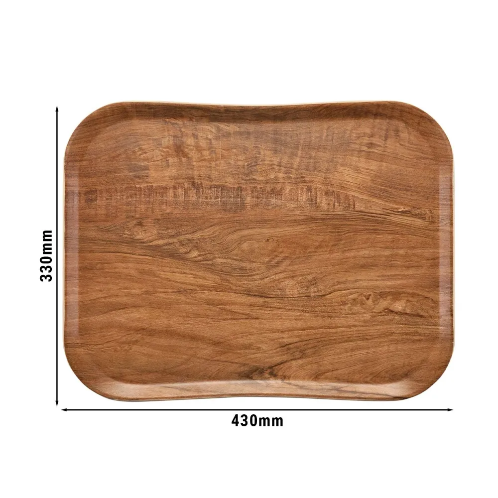 (12 броя) CAMBRO | CENTURY™ - Стъклопластова табла - правоъгълна - 430x330mm - дървесен вид маслинено кафяво - гладка