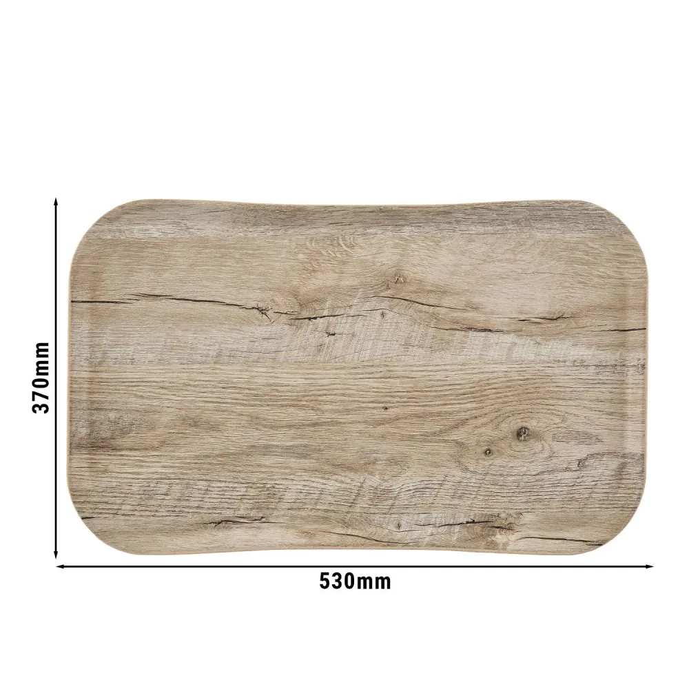 (12 броя) CAMBRO | CENTURY™ - Стъклопластов поднос - правоъгълен - 530x370mm - ефект светъл дъб - гладък
