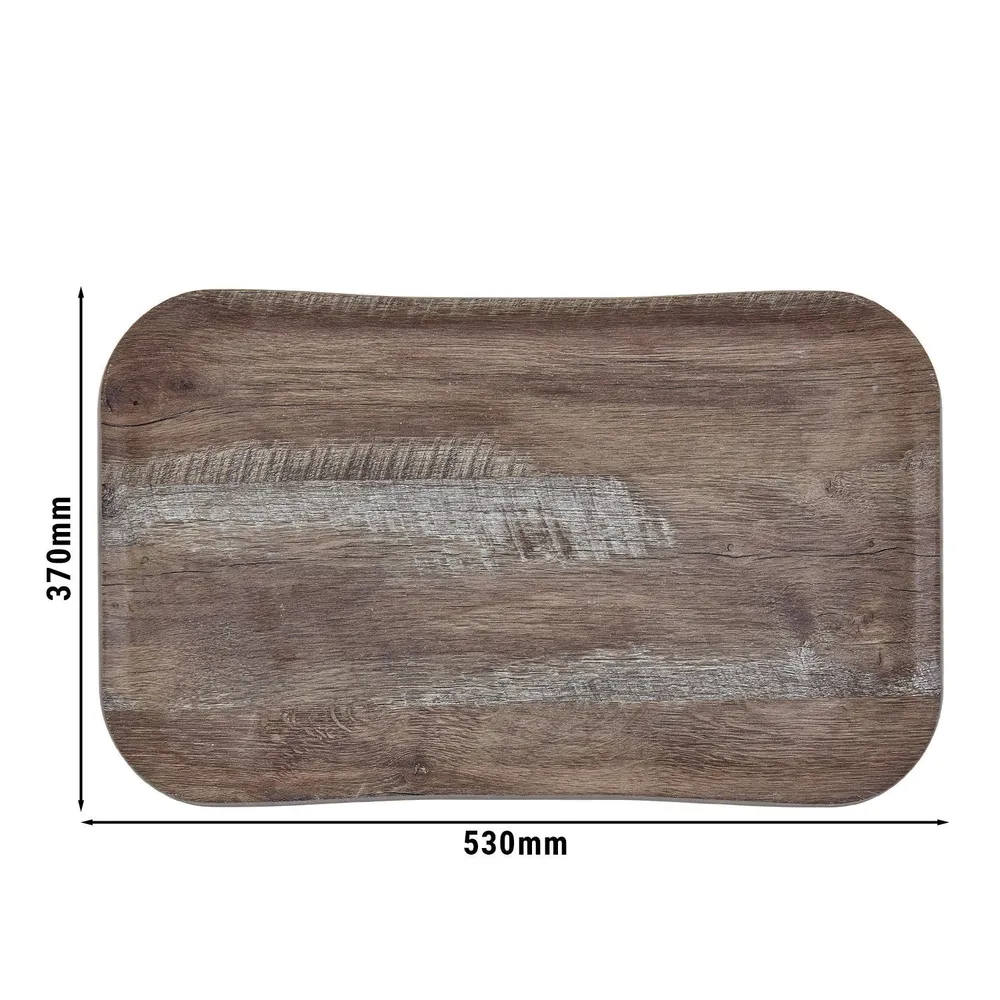 (12 броя) CAMBRO | CENTURY™ - Стъклопластов поднос - правоъгълен - 530x370mm - ефект тъмен дъб - гладък