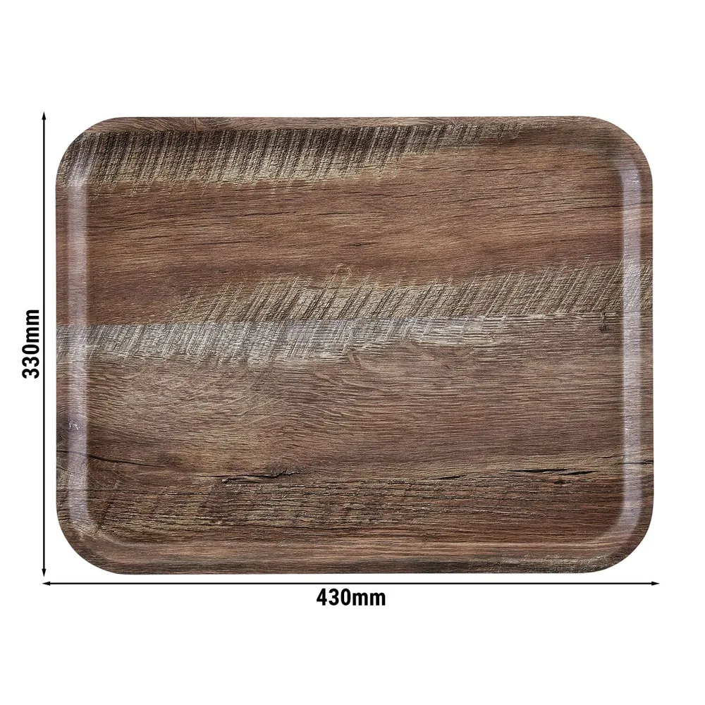 (24 броя) CAMBRO | MADEIRA - Ламиниран поднос - правоъгълен - 430x330mm - ефект тъмен дъб