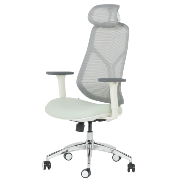 Ергономичен стол Carmen 7901 W еко кожа - сив-светлозелен
