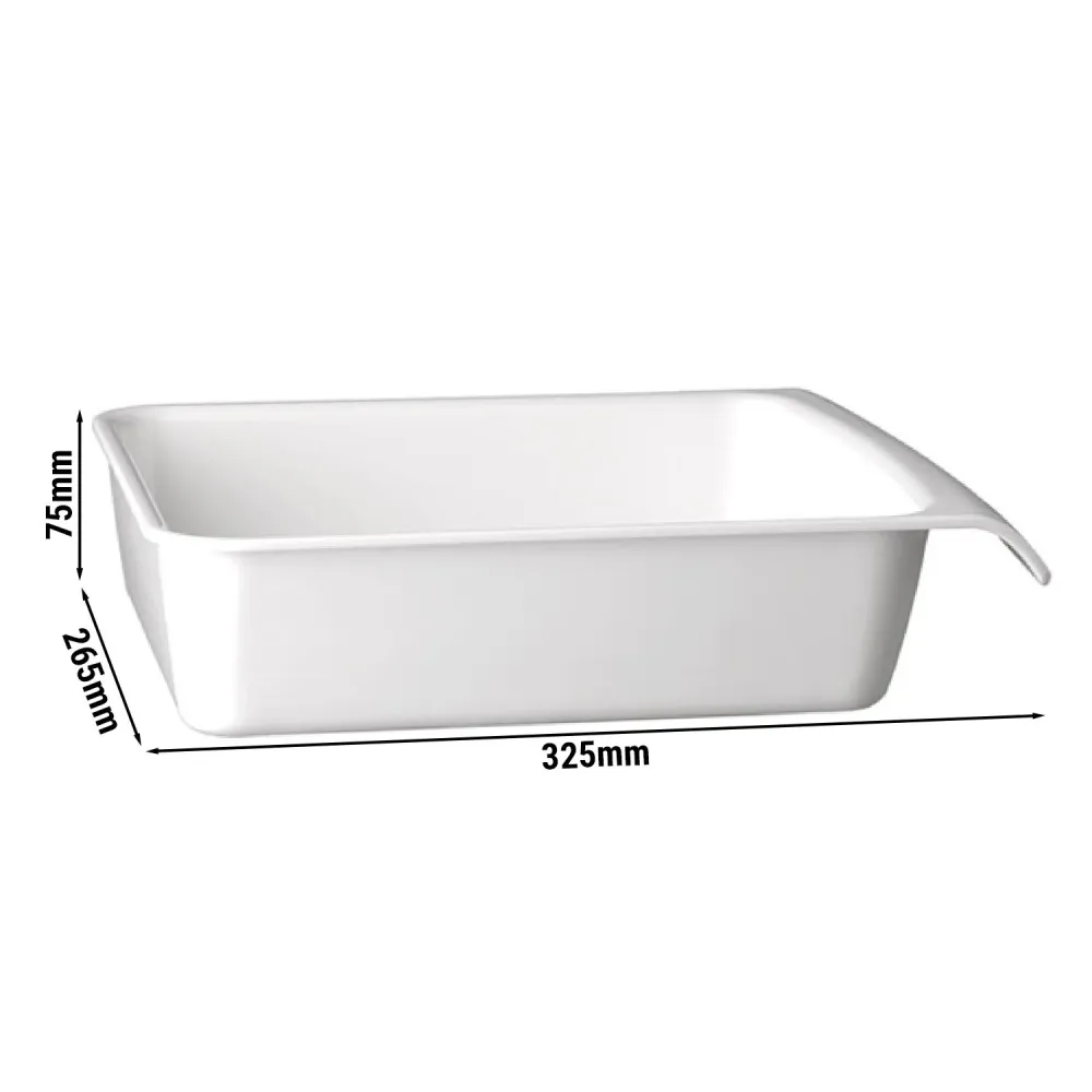 (6 бр.) Гастронорм съд GN 1/2 - CASCADE - Меламин - 3.65L - правоъгълна - 325x265mm - Дълбочина: 75mm - Бяло