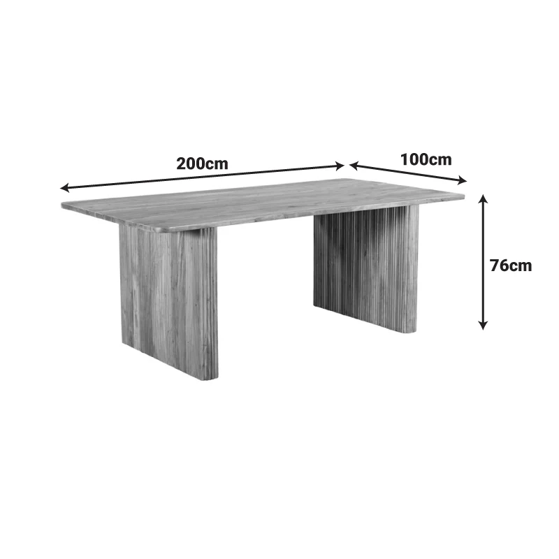 Трапезна маса Casi масивно акациево дърво в естествен цвят 200x100x76cm