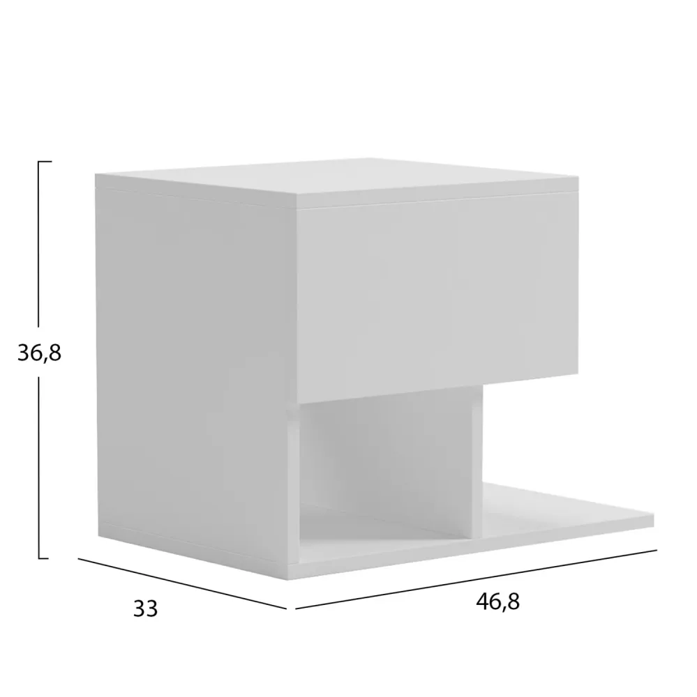 Нощно шкафче Caspian от меламин в бяло 46.8x33x36.8 см