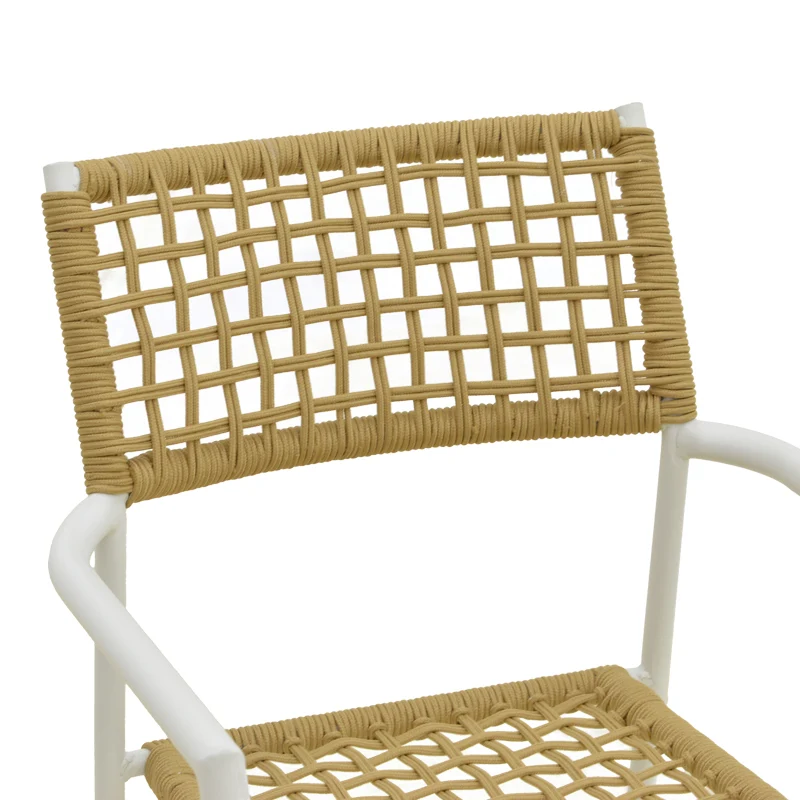 Стифиращ се стол CASTAL стомана в бяло - pe въже в естествен нюанс 56x60x84см