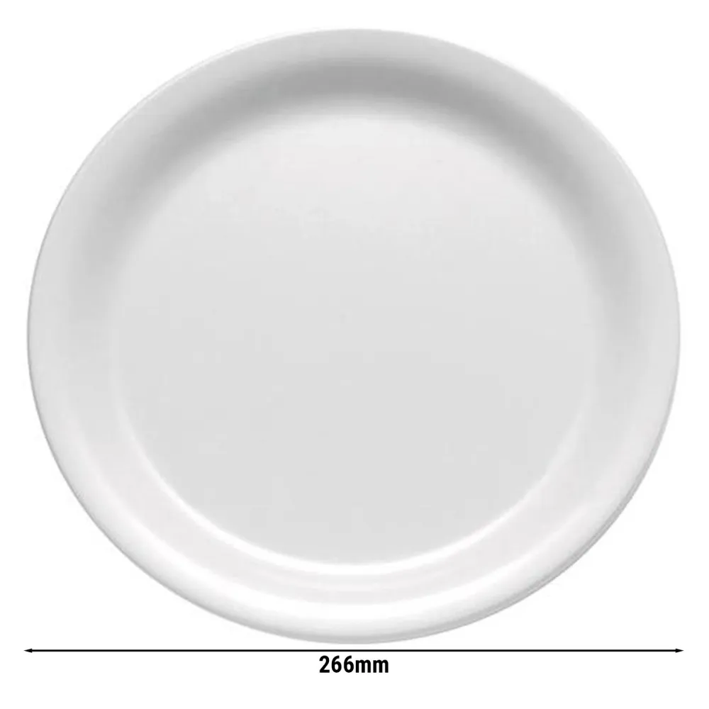 (6 бр.) CASUAL - Плоска чиния - Меламин - Ø266mm - Бял