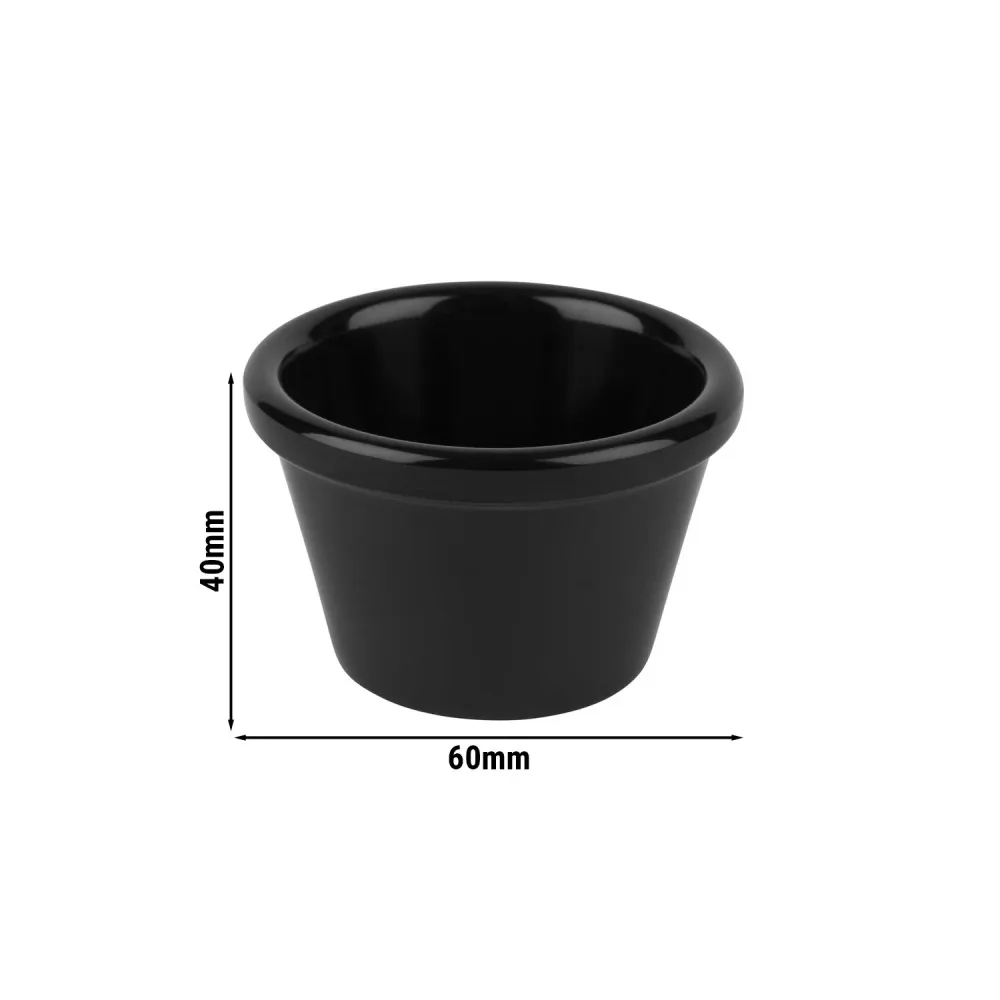 (24 бр.) Купички за сос - CASUAL - Меламин - 50ml - кръгла - Ø60mm - Черен