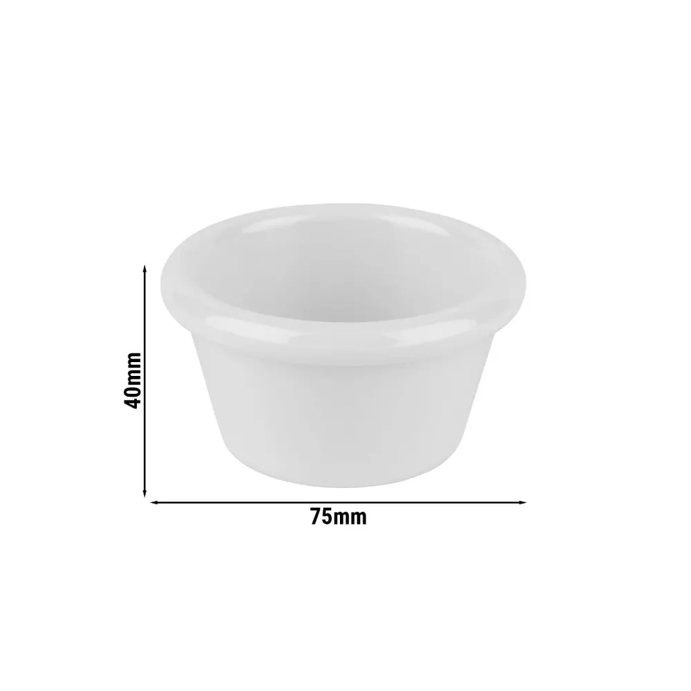 (24 бр.) Купички за сос - CASUAL - Меламин - 70ml - кръгла - Ø75mm - Бял