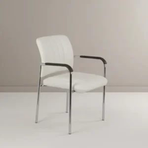 Посетителски стол Cazen бял пу-хромиран крак 55x49x84см