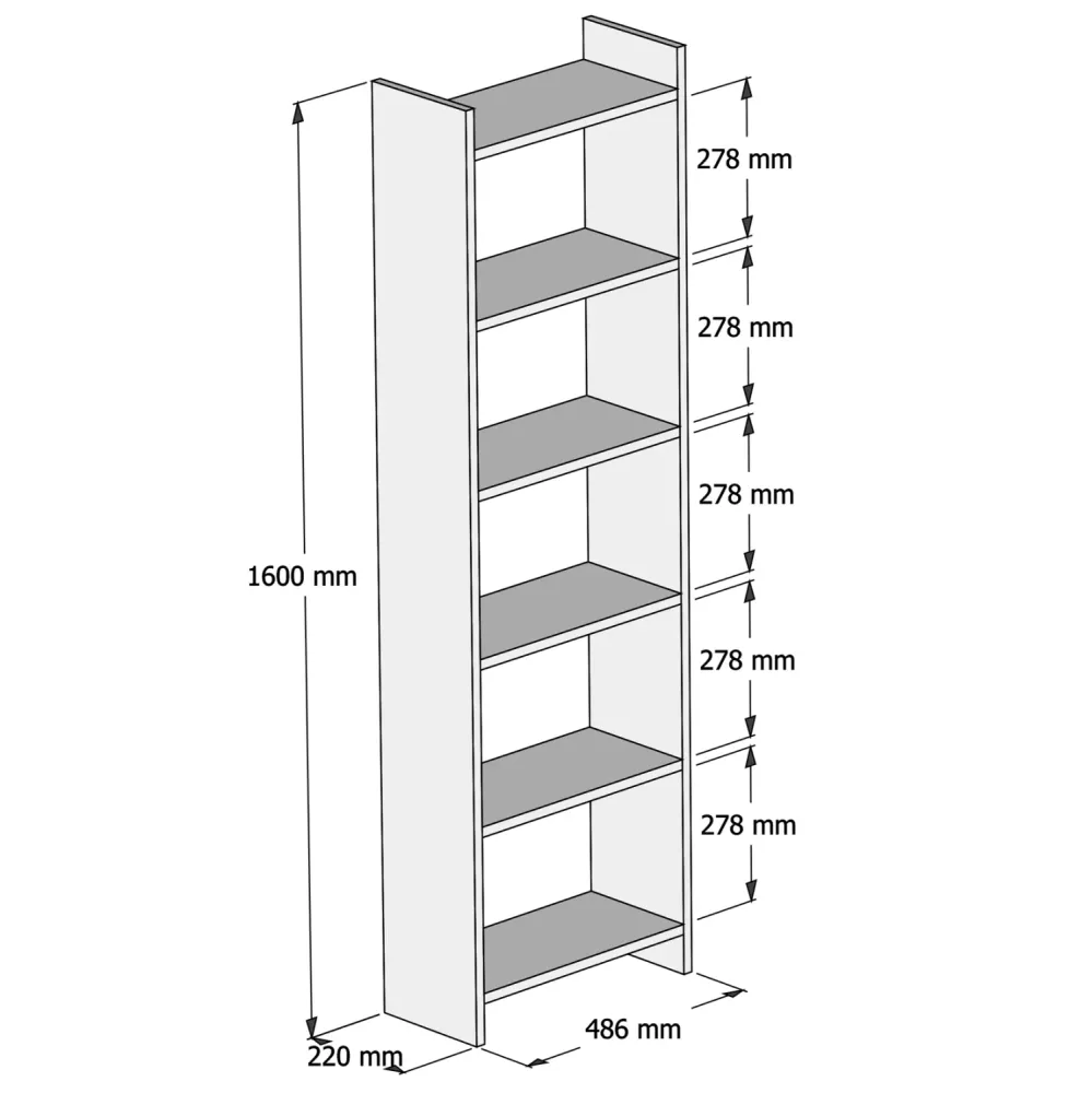 Библиотека CLASSIKER цвят бял-сив 48.5x22x160см