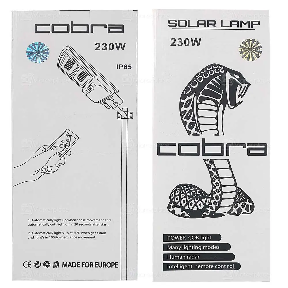 3бр. СОЛАРНА УЛИЧНА ЛАМПА COBRA 230W
