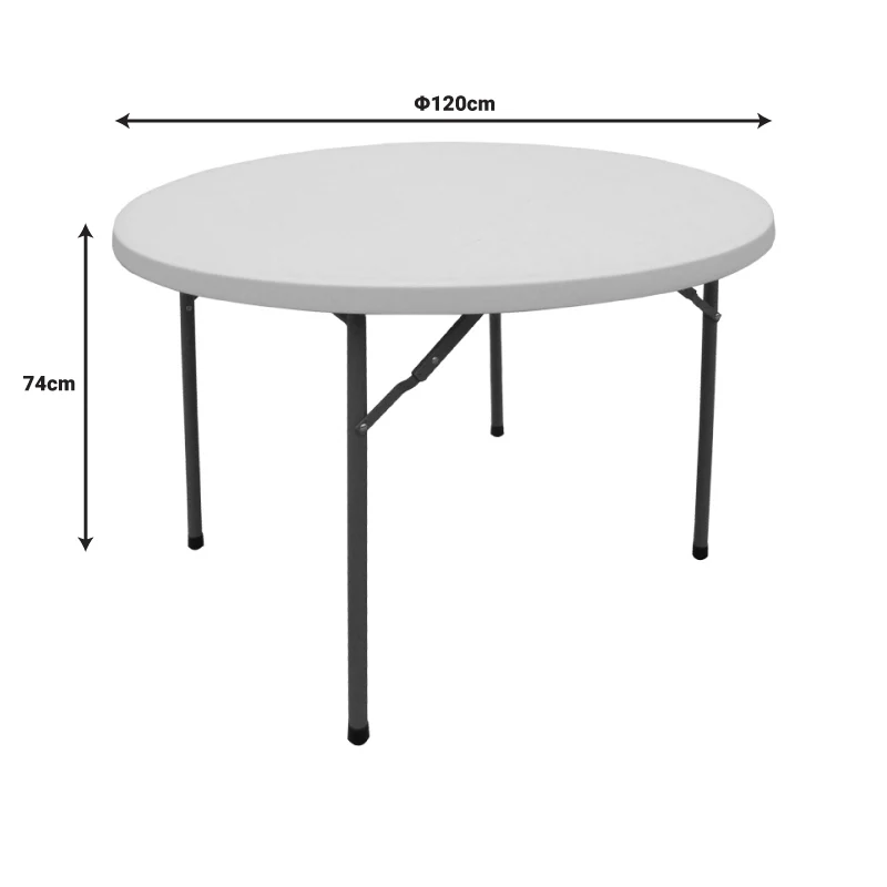 Сгъваема кетъринг маса Comfort бяла кръгла D120x74см