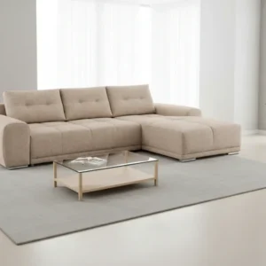 Разтегащ диван десен ъгъл Comfyra бежов плат 270x181x75см