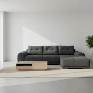 Разтегателен диван десен ъглов Comfyra сив плат 270x181x75см