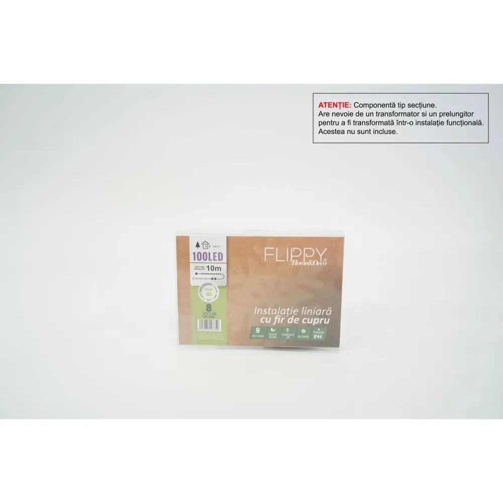 Componenta Instalatie de Craciun Tip Liniar, 8 jocuri de lumini, Fir Cupru, Sectiune 5 m, 50 LED -uri, Alb Cald