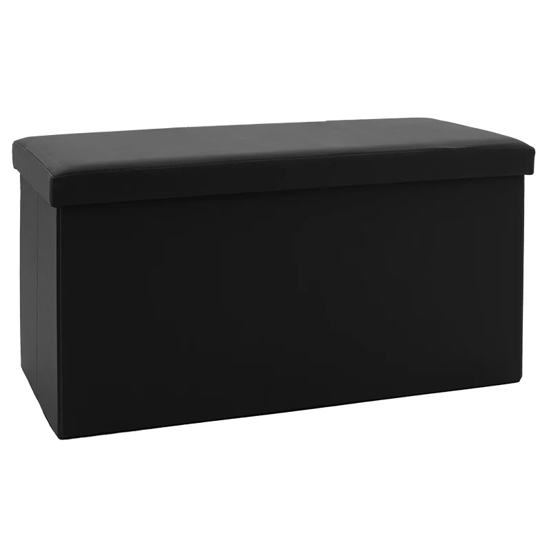 Табуретка-куфар Cooperation pu черен 76x38x38см