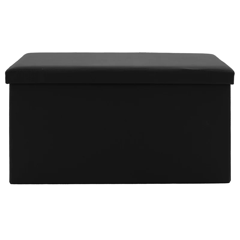 Табуретка-куфар Cooperation pu черен 76x38x38см