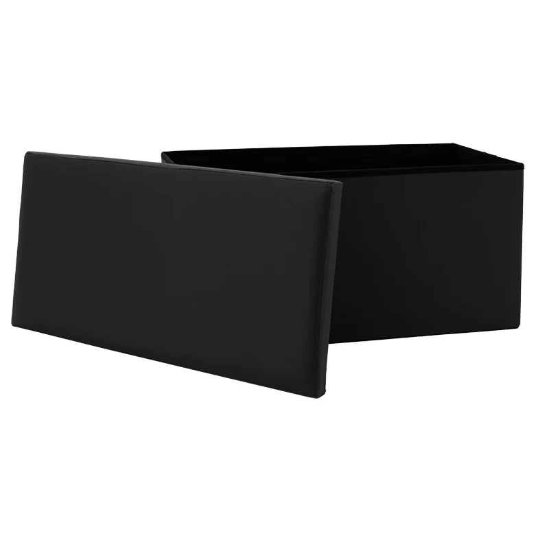Табуретка-куфар Cooperation pu черен 76x38x38см