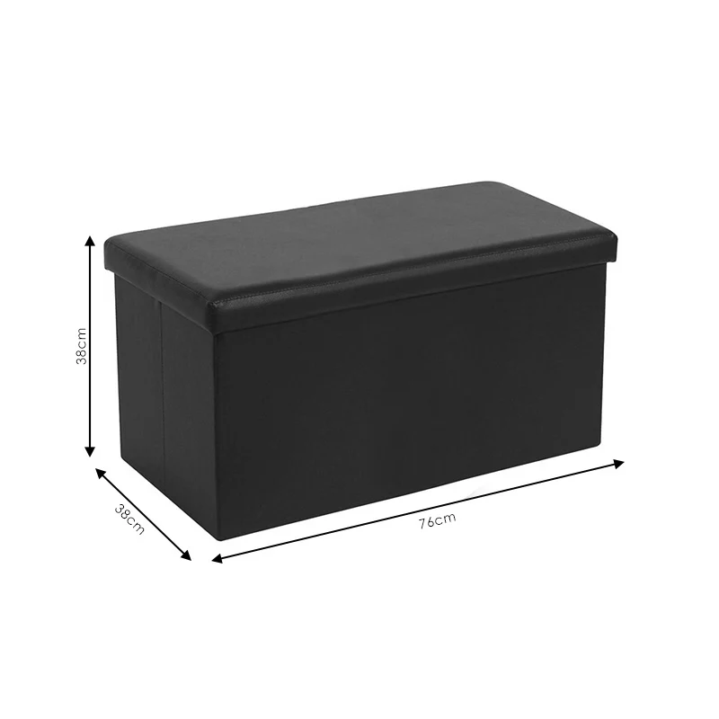 Табуретка-куфар Cooperation pu черен 76x38x38см